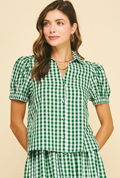 PINCH Short Sleeve Gingham Top