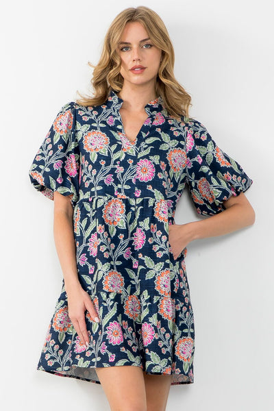 THML Pull Sleeve Flower Print Dress