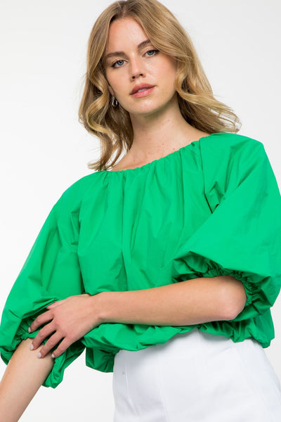 THML Mid puff Sleeve Top [green]