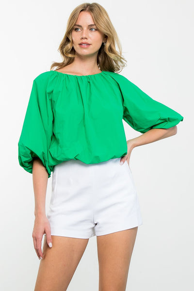 THML Mid puff Sleeve Top [green]