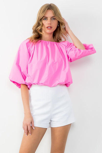 THML Mid Puff Sleeve Top [pink]