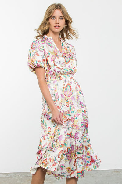 THML Floral Paisley Print Midi Dress
