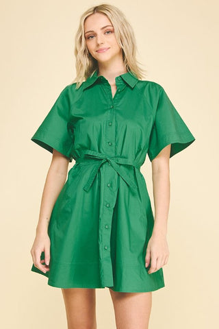PINCH Button Down Tie Waist Dress