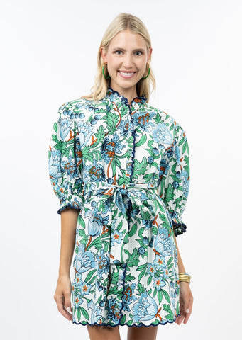 Uncle Frank Bordered Scalloped Shirt Dress