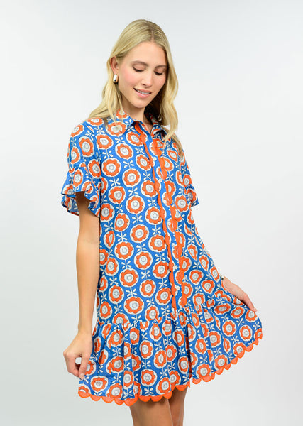 Uncle Frank Scalloped Shirt Dress