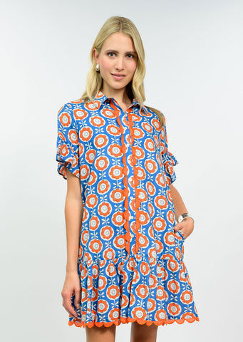 Uncle Frank Scalloped Shirt Dress