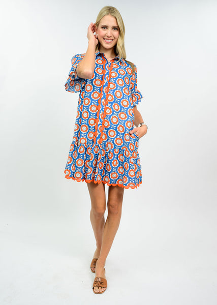 Uncle Frank Scalloped Shirt Dress