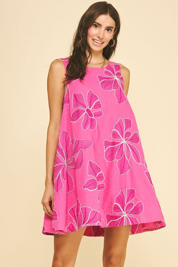 PINCH Floral Embroidered A-Line Mini Dress