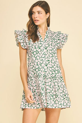 PINCH Floral Button Front Mini Dress
