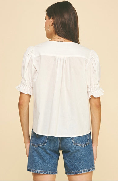 PINCH Pin Tucked Detail Button Front Top