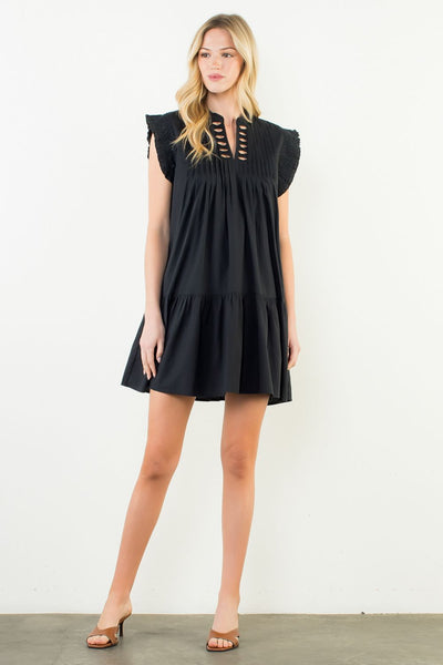 THML Pleated Dress With Bow Detail
