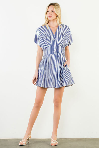 THML Striped Button Down Dress