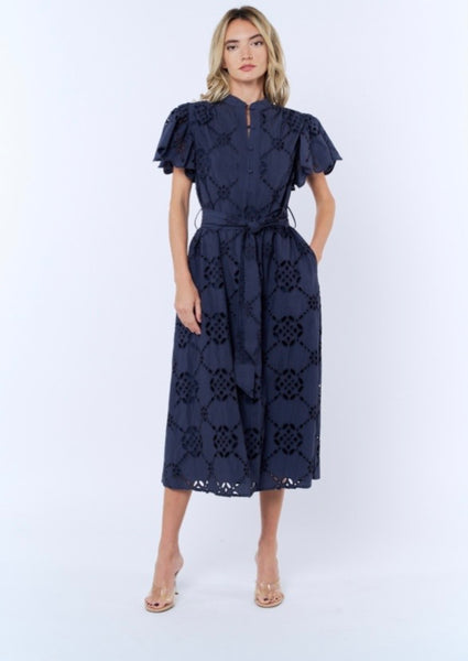 Ciebon Flounce Sleeve Belted Dress