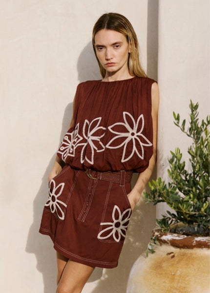 Ciebon Embroidered Patch Pocket Skirt