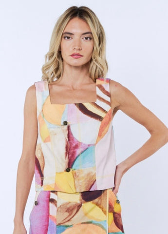 Ciebon Printed Scalloped Front Top
