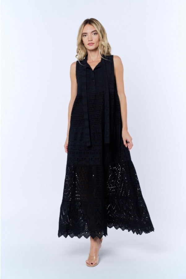 Ciebon Eyelet Lace Sleeveless Maxi Dress