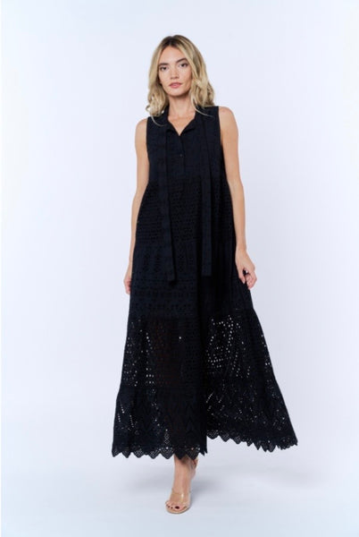 Ciebon Eyelet Lace Sleeveless Maxi Dress