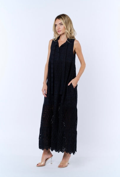 Ciebon Eyelet Lace Sleeveless Maxi Dress