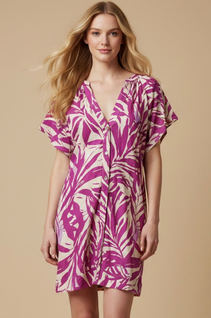 PINCH Botanical Print Tunic Mini Dress