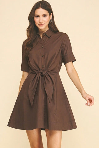PINCH Tie Front Button Front Dress
