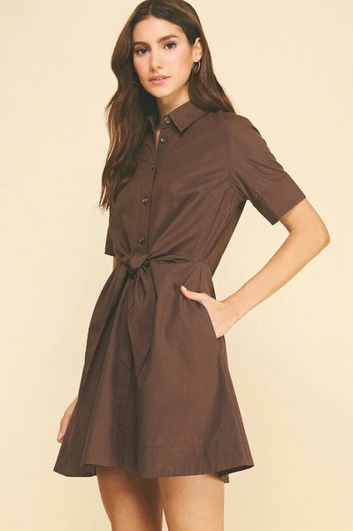 PINCH Tie Front Button Front Dress