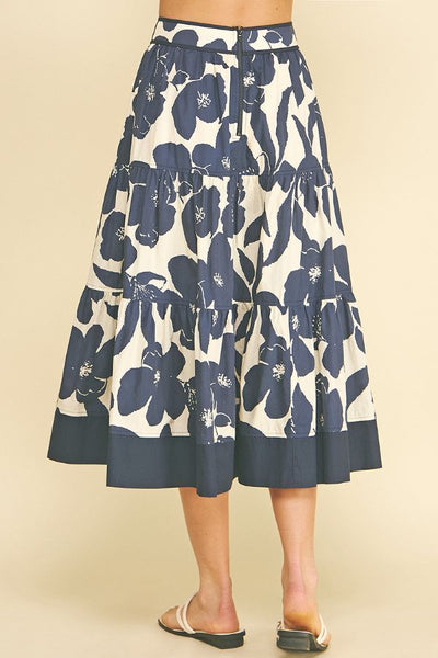 PINCH Floral Tiered Midi Skirt