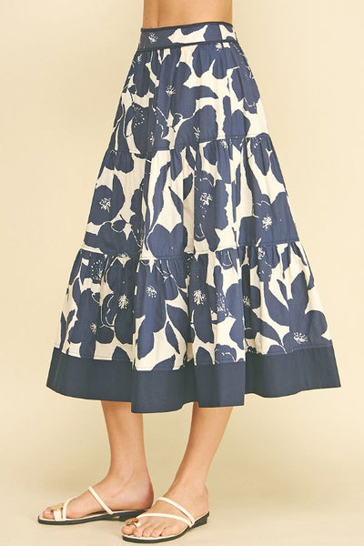 PINCH Floral Tiered Midi Skirt