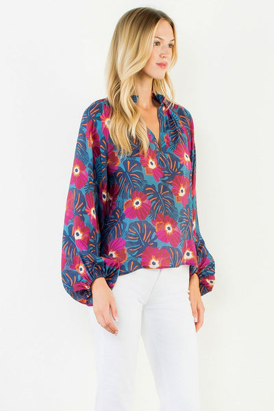 THML Long Sleeve Flowy Flower Top