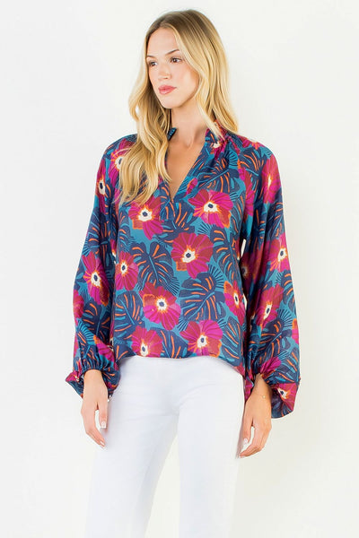 THML Long Sleeve Flowy Flower Top