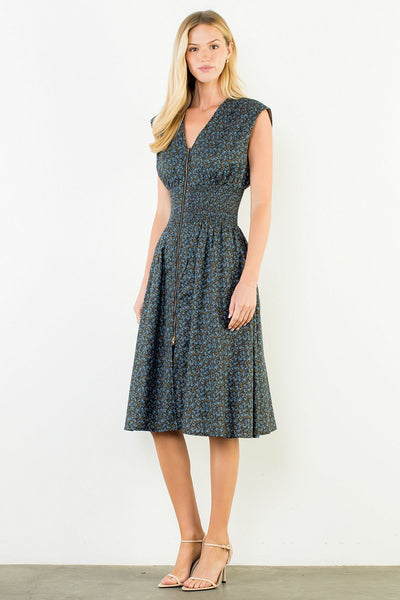 THML Mini Flower Long Zipper Dress
