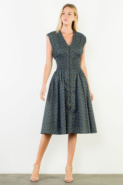 THML Mini Flower Long Zipper Dress