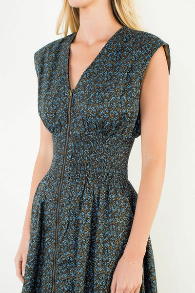 THML Mini Flower Long Zipper Dress