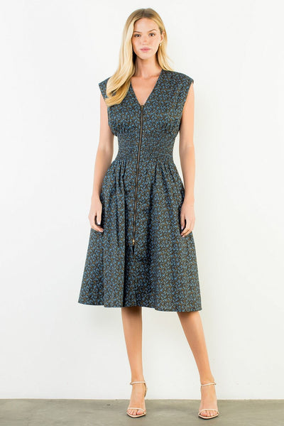 THML Mini Flower Long Zipper Dress