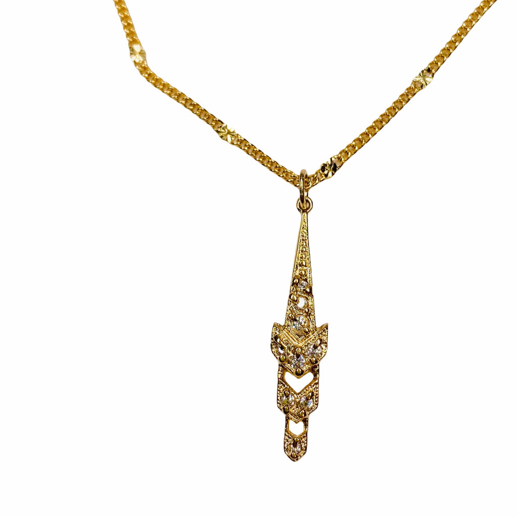 Shalla Wista Gold Crystal Sword Necklace
