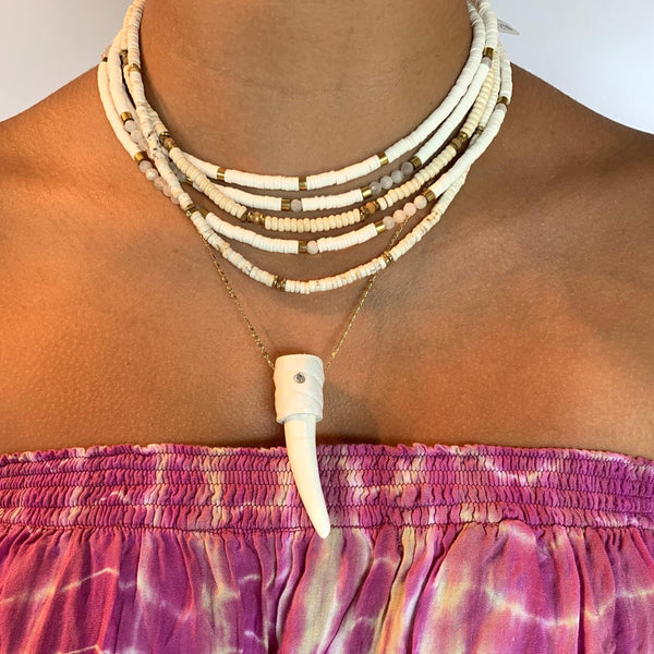 Shalla Wista Cream Beaded Necklace