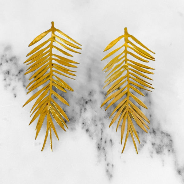 Shalla Wista Gold Palm Frond Earrings