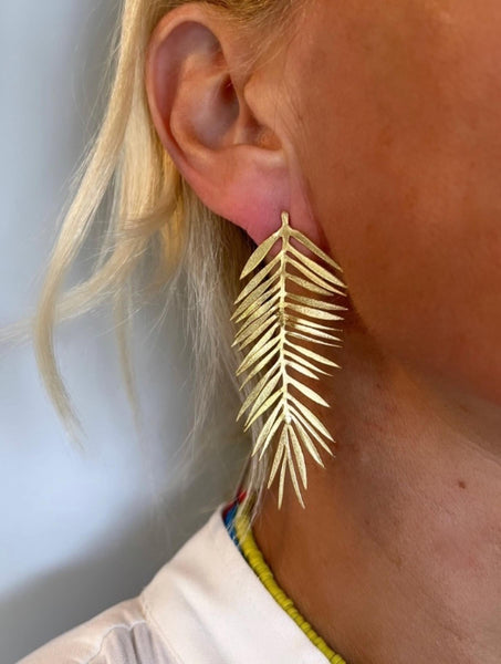 Shalla Wista Gold Palm Frond Earrings